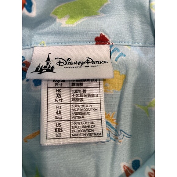 DISNEY Parks Mickey Mouse Hawaiian Button Down Shirt Size XXS Blue Surfin Chill - Picture 2 of 7